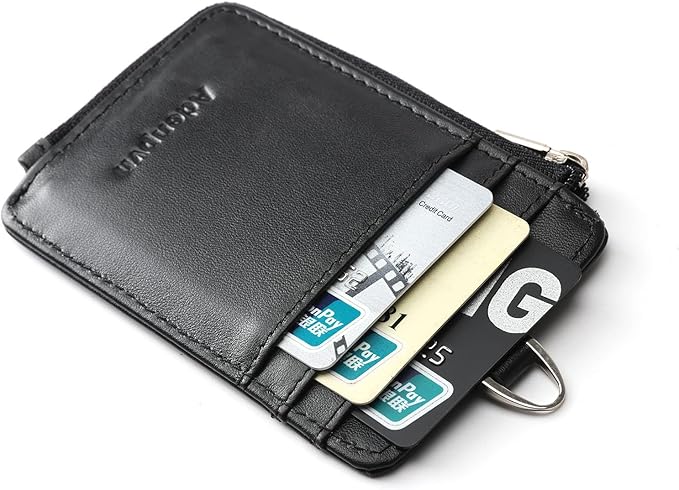 Badge Holder-Genuine Leather ID Badge Holder with Zipper Pocket and Nylon Lanyard – Perfect for Badges, Cards, and More