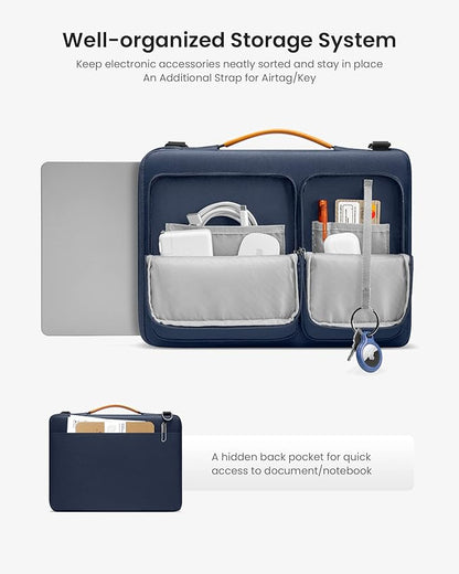 tomtoc 360 Protective Laptop Shoulder Bag for 15 Inch New 2026 MacBook Air M5/A3448, M4/A3241, M3/A3114, M2/A2941, 15 Inch Microsoft Surface Laptop 7/6, Water-Resistant Accessory Case