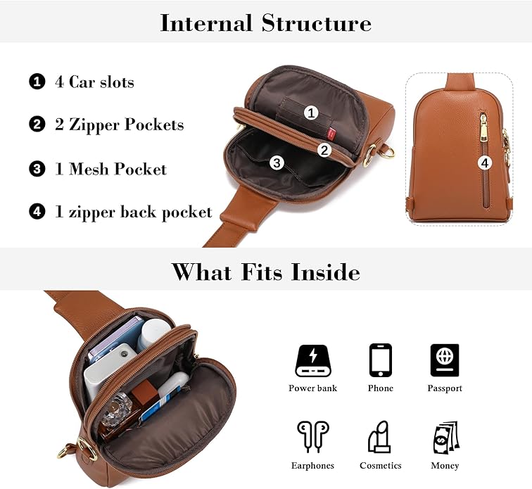 INICAT Small Sling Bag for Women Everyday & Travel Crossbody Bags Lightweight Cross Body Purses Vegan Leather