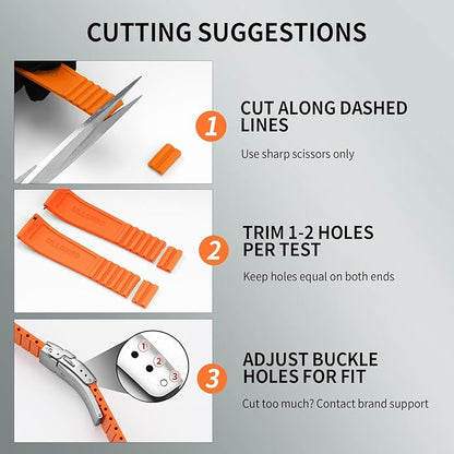 ULLCHRO Silicone Watch Band Quick Release Strap FKM Waterproof Watch Bands for Men 20mm 22mm Replacement Strap Sport Rubber Watchband