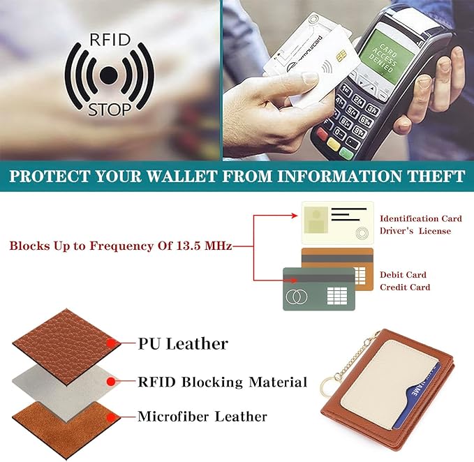 GAEKEAO Wallet Women RFID Blocking Small Bifold Vegan Leather Ladies Mini Purse with ID Window Zipper Change Pocket