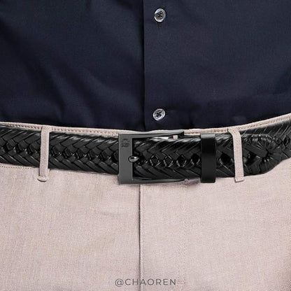 CHAOREN Leather Braided Belts for Men - 1 1/8" Mens Casual Woven Leather Belt for Dress Pant