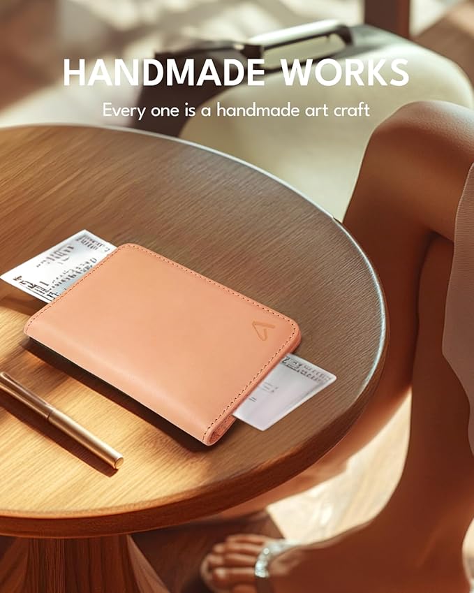ALLIVE Passport Holder for Travel, Genuine Leather Passport Holder Women Men,Passport Cover,Travel Wallet Must Haves Airport Essentials Travel Gifts Beige