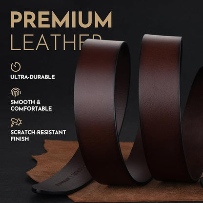 Buffway Men's Leather Belt,1.5" Handmade Top-Grain Leather–Durable,Comfortable,Suitable for Everyday Formal & Casual Wear