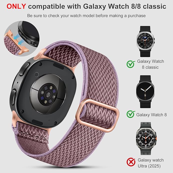 Lerobo Elastic Bands Compatible with Samsung Galaxy Watch 8 7 6 5 4 40mm 44mm/Galaxy Watch 8 Classic 6 4 Classic 43mm 47mm 42mm 46mm/5 Pro Band 45mm/Active 2,3 Pack 20mm Adjustable Nylon Sport Band