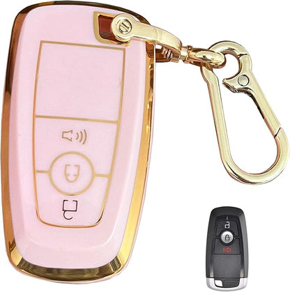 Keyless Entry Remote for Ford Key Fob Cover Protective Shell Fits for Ford Edge Escape Expedition Explorer Fusion Mustang Ranger F-150 F-250 (3-Button-Pink)