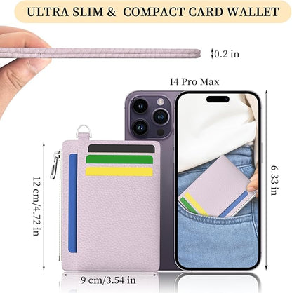Hancynir Minimalist Small Wallet Women Credit Card Holder, RFID Blocking Slim Mini Card Wallets Cute Front Pocket PU Leather Card Case Thin Travel Zipper Coin Cash Ladies Female Wallet Gifts