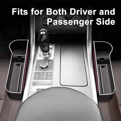 Car Seat Gap Filler, 2 Pack Car Seat Organizer with Cup Holder, Car Seat Gap Filler Organizer with 2 Seat Back Hooks for Phones, Keys, Cards, Canned Drinks, Ideal for Car storage Box