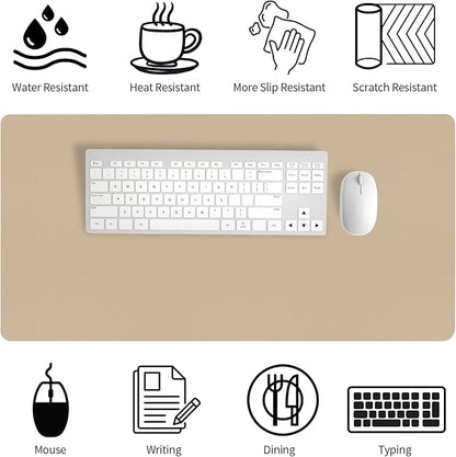 Bloss Beige Desk Mat 23.6" x 13.8", Desk Matt for Desktop, Large Leather Mouse Pad Waterproof, Computer Mat for Office Work/Home/Decor/Protector