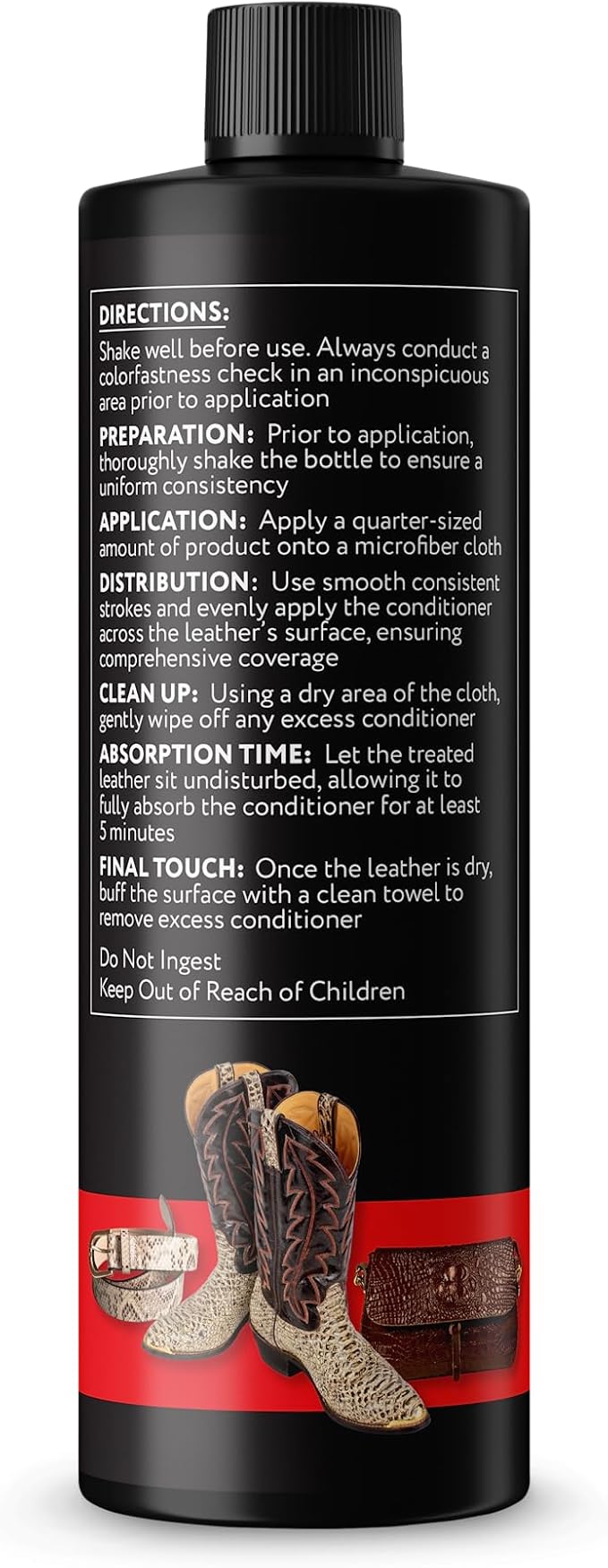Exotic Leather Conditioner for Boots — 3-in-1 Cleaner, Conditioner & Protectant for Ostrich, Python, Lizard, Caiman & Snakeskin, Leather Boot Care Kit for Cowboy Boots, 8 fl oz Spray, Made in USA