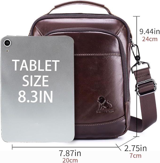 Premium Leather Men's Crossbody -Organized Storage & Durable,Stylish for Daily Carry