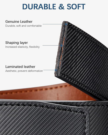 BOSTANTEN Mens Belt Leather Ratchet Belt For Men Dress and Casual with Adjustable Buckle, Trim to Fit
