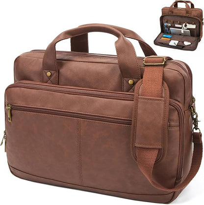 Briefcase for Men Leather Laptop Bag 16 Inch Messenger Bag Vintage Crossbody Laptop Computer Bag for Business,Work,Travel