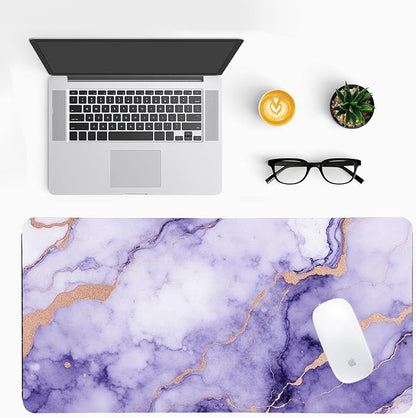 Modern Purple Marble Desk Mat, Luxurious PU Leather Desk Pad - Large Non-Slip Office Mat for a Stylish Gaming & Home Workspace, Aesthetic Desk Decor (23.6x11.8 Inch)