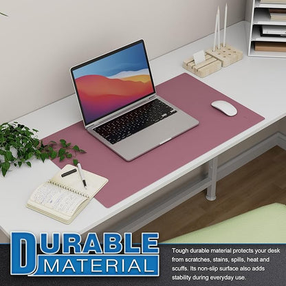 K KNODEL Small Office Leather Desk Mat, Mouse and Keyboard Pad, Computer and Laptop Mat, Desktop Protector and Cover, Writing Pad and Blotter (23.6"x13.8", Purple)