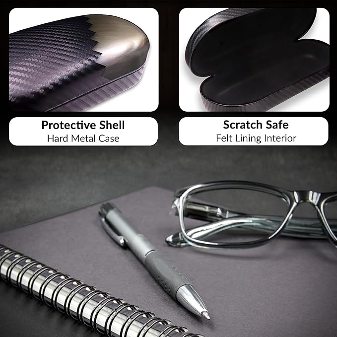 MyEyeglassCase - Large Sunglasses Case - Hard Glasses Case Holder w/Pouch & Cloth - Eyeglass Case Aviator Frames Men & Women