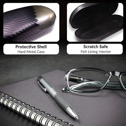 MyEyeglassCase - Large Sunglasses Case - Hard Glasses Case Holder w/Pouch & Cloth - Eyeglass Case Aviator Frames Men & Women