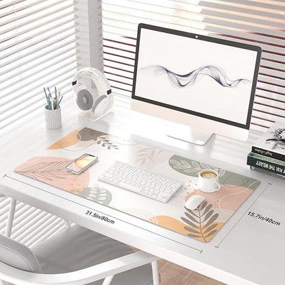QiyI Large Mouse Pad, Extended Desk Mat for Desktop, PU Leather Waterproof Gaming Mousepad, Computer Desk Accessories Protector Writing Pads for School Office Home 31.5" x 15.7" - Abstract Branches