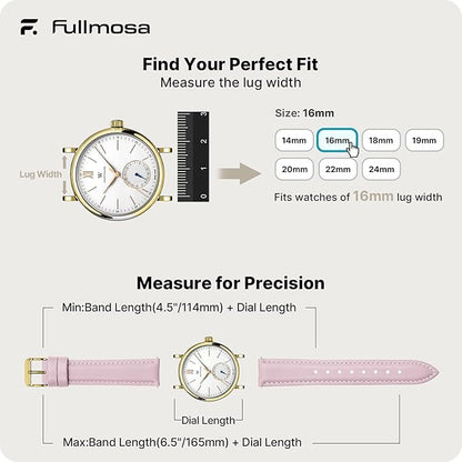 Fullmosa Watch Band, Quick Release Leather Watch Strap for Men Women, Replacement Bands Width 12mm 14mm 16mm 18mm 19mm 20mm 21mm 22mm 24mm