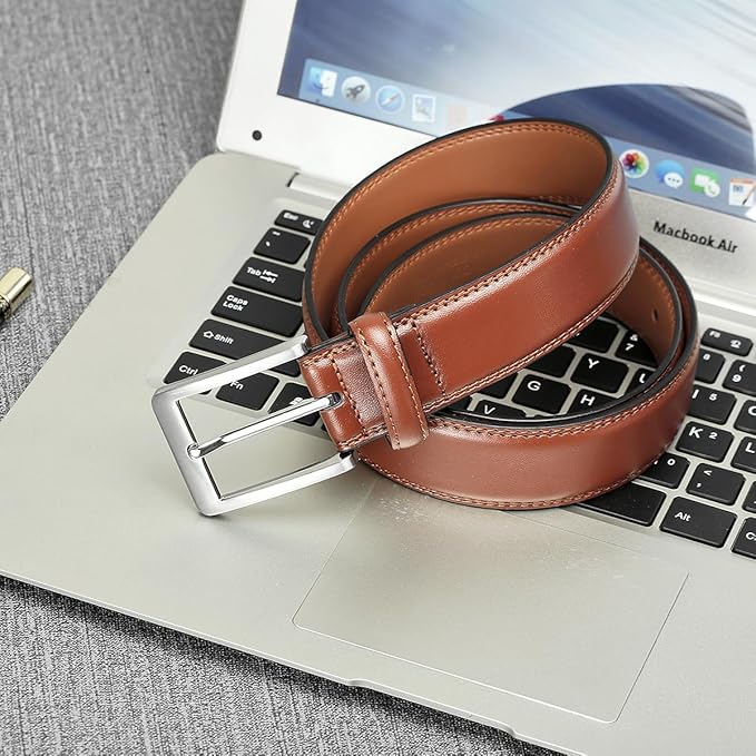 XOUXOU Men's Casual Leather Jeans Belts Classic Work Business Dress Belt with Prong Buckle for Men