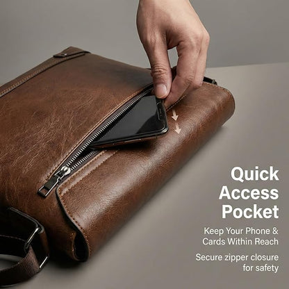 Messenger Bag for Men, 13 inch Purse Crossbody Bag, Waterproof Shoulder Bag for Office Business