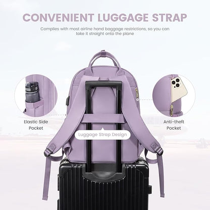 LOVEVOOK Laptop Backpack for Women, Water Resistant Travel Work Backpacks Purse Stylish College Bookbag Business Teacher Nurse Computer Bag with USB Charging Port, Fits 15.6" Laptop