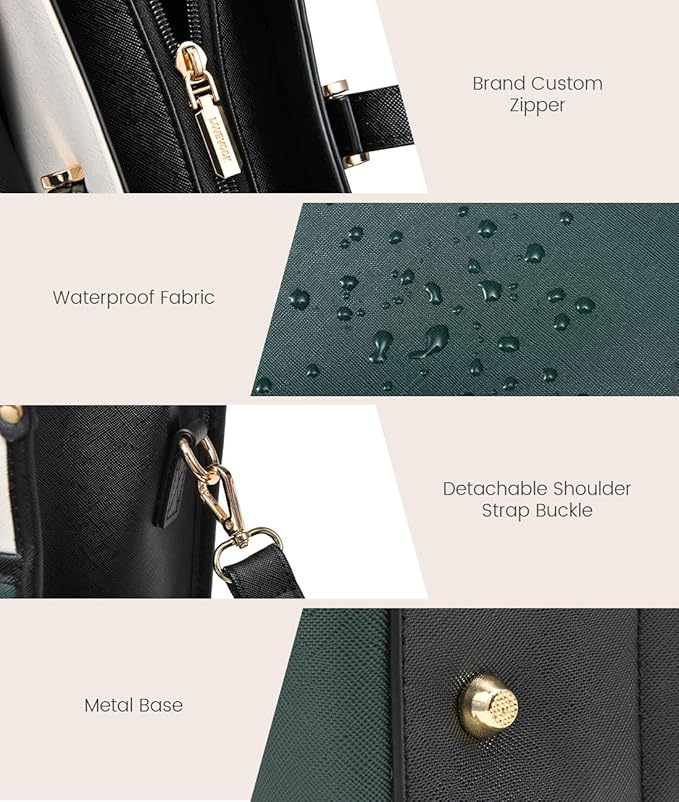LOVEVOOK Laptop Bag for Women, 15.6'' Laptop Tote Purse 2-in-1 Professional Work Bag Business Briefcase with Clutch Purse, Waterproof Leather Computer Handbag for Teacher Office Travel