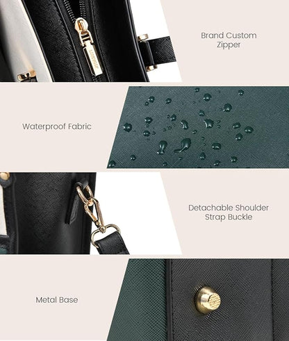 LOVEVOOK Laptop Bag for Women, 15.6'' Laptop Tote Purse 2-in-1 Professional Work Bag Business Briefcase with Clutch Purse, Waterproof Leather Computer Handbag for Teacher Office Travel