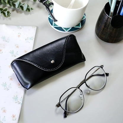 LogHog Portable Leather Glasses Case,Flexible Sunglasses Pouch Slim Case for Women Men Horizontal Eyeglass Case
