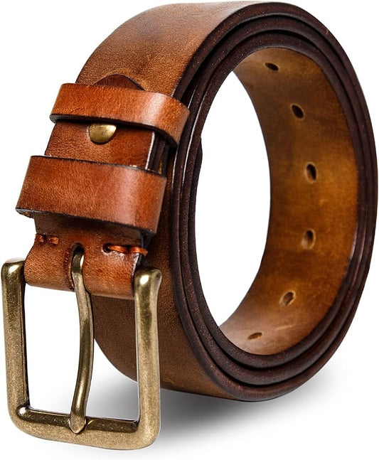 Thicken Full Grain Leather Mens Belt Heavy Duty Mens Work Belt Mens Belt High Hardness Buckle Packed In Gift Box