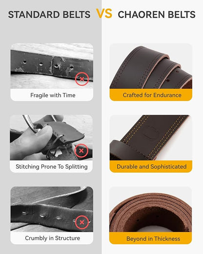 CHAOREN Full Grain Leather Belt for Men, Work Belts for Men Heavy Duty, Daily Wear for Jeans Pants