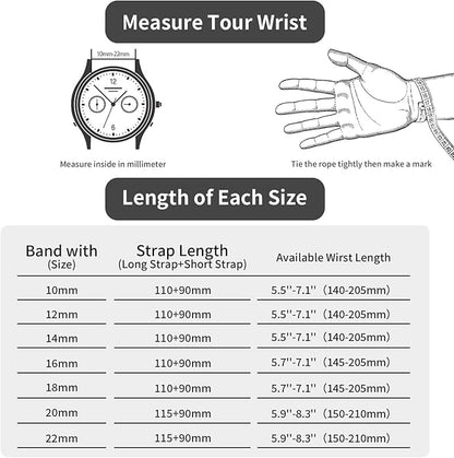 TStrap Mesh Watch Band Metal - Black Quick Release Watch Bands for Men Women - Stainless Steel Smart Watches Strap Bracelet Replacement - 10mm 12mm 14mm 16mm 18mm 20mm 22mm