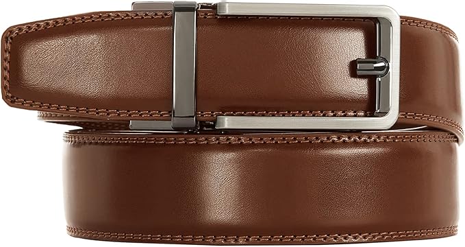 28"-68" Men's Leather Ratchet Dress Belt Big And Tall With Automatic Buckle