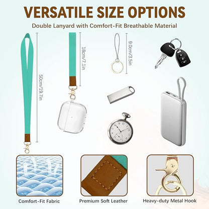 Giraffe Leather Badge Holder with Zipper Pocket, Green Work Lanyards and 1 Zip Pocket and 4 Card Slots, Gamer Breakaway Lanyards with Metal Clasp for Boys, Adult, Teachers