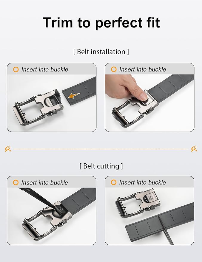 JUKMO 1.5" (38mm) Leather Ratchet Belt for Men in Gift Box