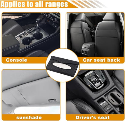 Car Tissue Holder, PU Leather Auto Napkin Holder for Visor & Backseat, Automotive Mask Organizer Case to Keep Vehicle Tidy, Universal Interior Accessories for Sedan Truck SUV (Black)