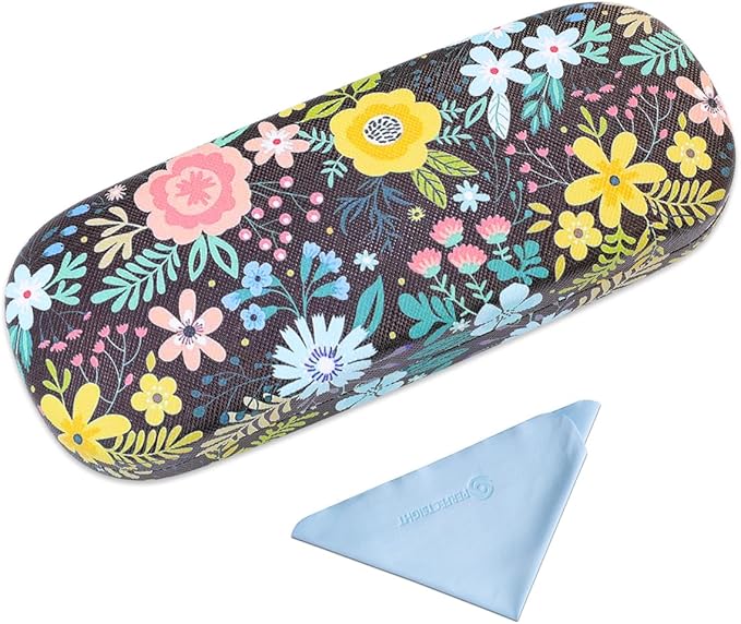 PERFECTSIGHT Hard Shell Eyeglasses Case, PU Leather Protective Glasses Case, Cute Eyeglass Case for Women Men Girls