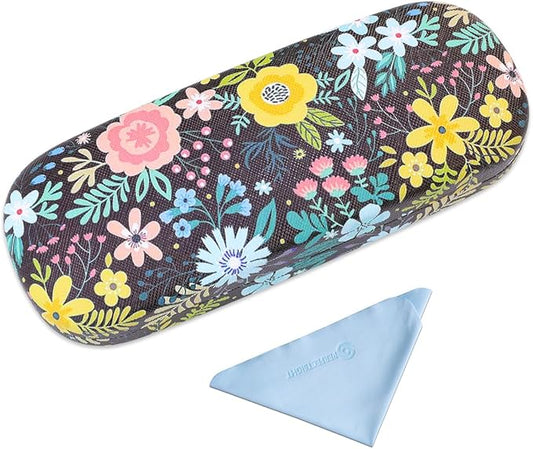 PERFECTSIGHT Hard Shell Eyeglasses Case, PU Leather Protective Glasses Case, Cute Eyeglass Case for Women Men Girls