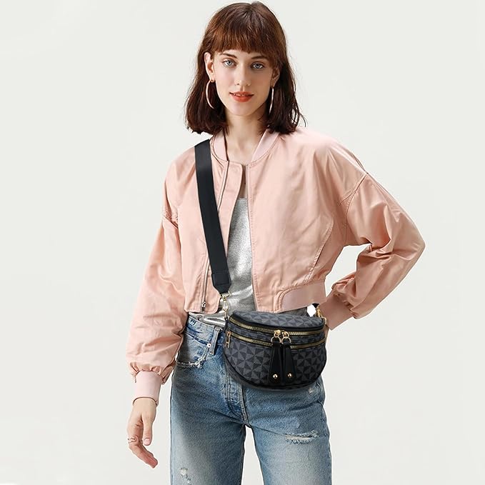 KKXIU Crossbody Sling Bag for Women Trendy Fanny Pack Vegan Leather Chest Bag | Trendy