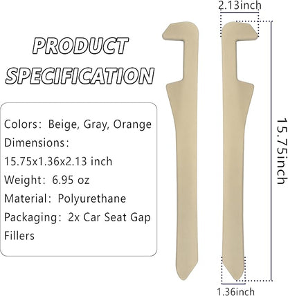 Junecarp Car Seat Gap Filler 2 Pack,Flexible Car Gap Filler Organizer to Impede Items from Dropping,Essential Interior Car Accessories Seat Gap Plug Perfectly Fits Car Gap (Beige)