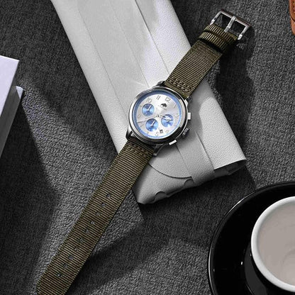 BISONSTRAP Men’s Nylon Watch Bands, Two-Piece Military Watch Straps, Quick Release, Brushed Buckle, Band Width 18mm 19mm 20mm 22mm
