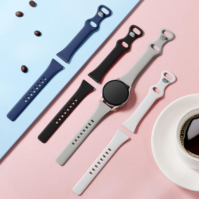 GEAK Compatible with Galaxy Watch 7 Band/Galaxy Watch 4 6 Classic 42mm 46mm 43mm 47mm/Galaxy Watch 5 Pro 45mm,20mm Slim Bands Compatible for Samsung Galaxy Watch 4 5 6 7 Small Black/White/Gray/Navy