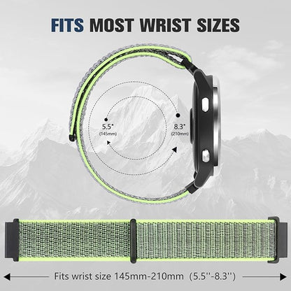 18mm 20mm 22mm Hook and Loop Watch Band Compatible with Garmin Vivoactive 5/ Vivoactive 6/ Vivoactive 3, Soft Nylon Breathable Sport Strap for Venu 2S/ Venu3S/ Forerunner 265s,Venu 3/ Venu 2 Men Women