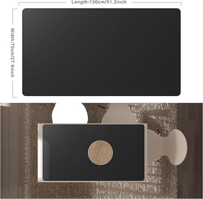 Cacoy 51.2" x 27.5" Large Leather Desk Mat, Extended Mega Size Computer Mouse Pad for Full Desk Coverage, Waterproof Office Desk Protector, PU Leather Desk Pad Blotters (Black)