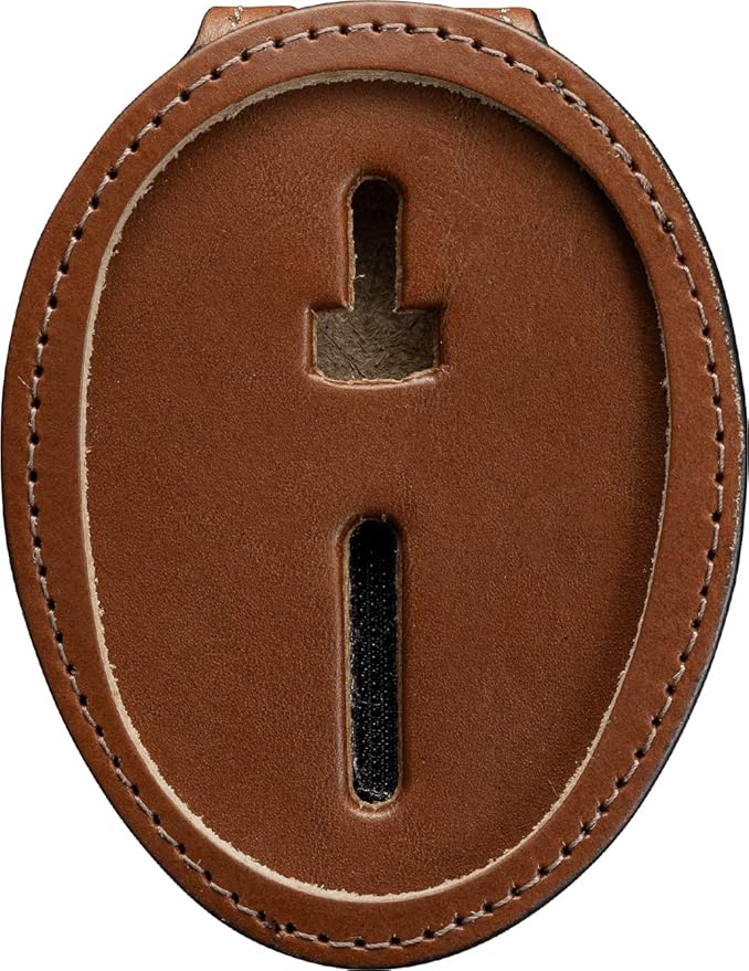 Shield Wallets Austin Texas Police Belt Badge Holder with Neck Chain Tan Leather (Cutout #603)