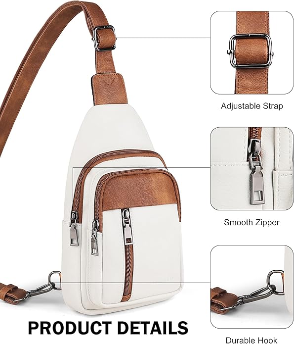 MASINTOR Sling Bag for Women - Crossbody Bags Fanny Pack with Vegan Leather - Adjustable Sling Backack for Travel