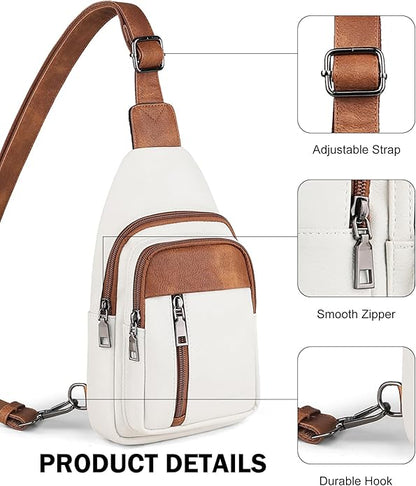 MASINTOR Sling Bag for Women - Crossbody Bags Fanny Pack with Vegan Leather - Adjustable Sling Backack for Travel