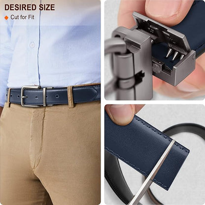BULLIANT Men's Belt,Reversible Belt Adjustable For Gift Men 1.25”-Cut For Fit-2 Sides in 1 Belt(Not 2)