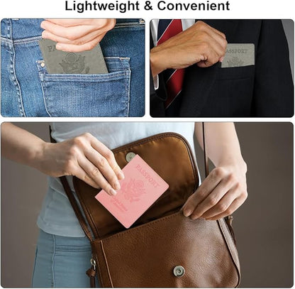 Passport Holder, Passport Cover, Passport Holder for Women, 2 Pack Travel Passport Wallet, Leather Passport Case, Passport Protector International Travel Must Haves Accessories, Grey+Pink