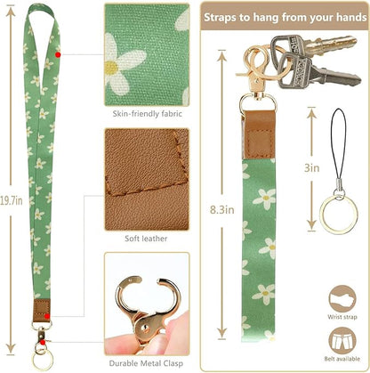 bolimoss 2-in-1 ID Badge Holder & Lanyard Wallet, Frog Mushroom Lanyard for ID Badge Wallet,Lanyard Wallet with Zipper Pocket,Cute Florals Badge Holder with Detachable Neck Wrist Lanyard